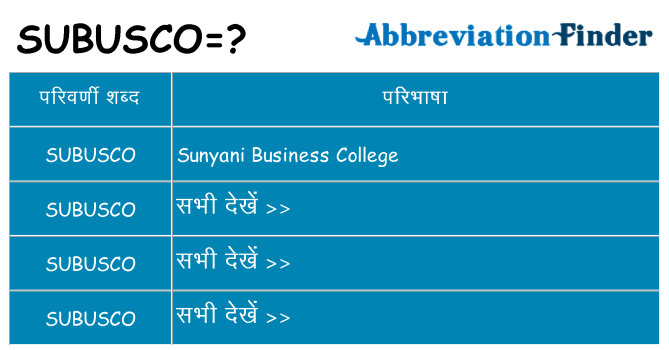 subusco का क्या अर्थ है