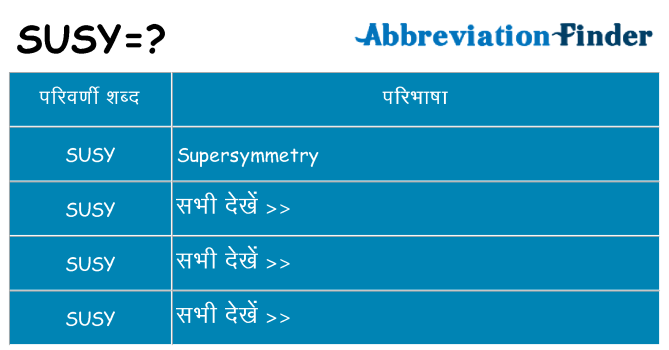susy का क्या अर्थ है