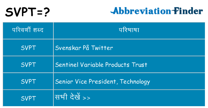svpt का क्या अर्थ है