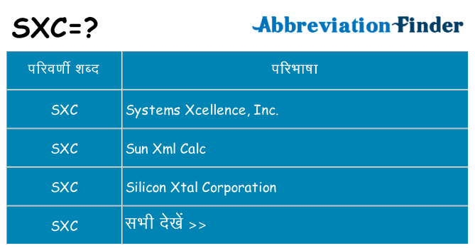 sxc का क्या अर्थ है