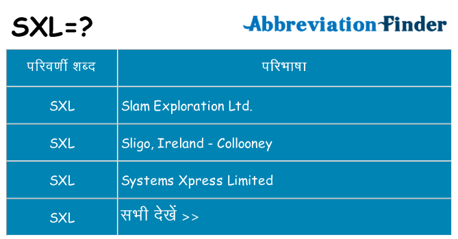 sxl का क्या अर्थ है