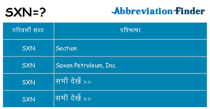 sxn का क्या अर्थ है