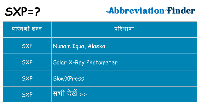 sxp का क्या अर्थ है