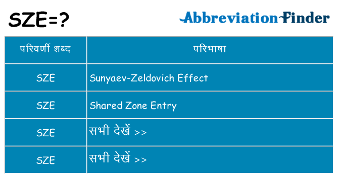 sze का क्या अर्थ है