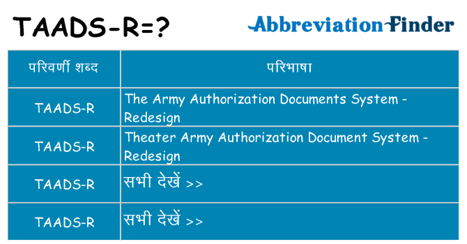 taads-r का क्या अर्थ है