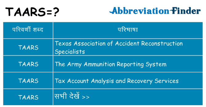 taars का क्या अर्थ है