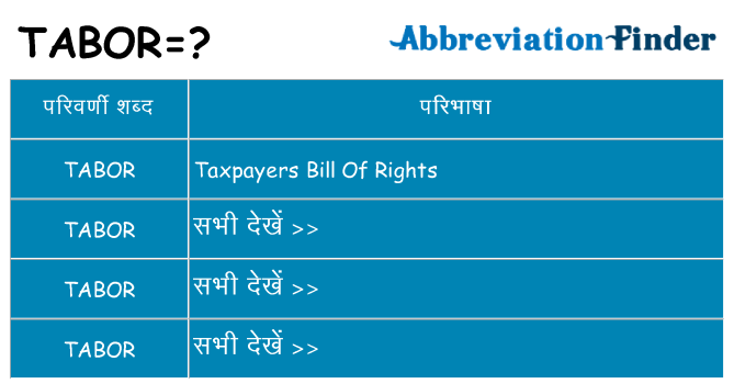 tabor का क्या अर्थ है