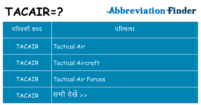 tacair का क्या अर्थ है