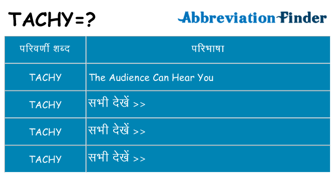 tachy का क्या अर्थ है