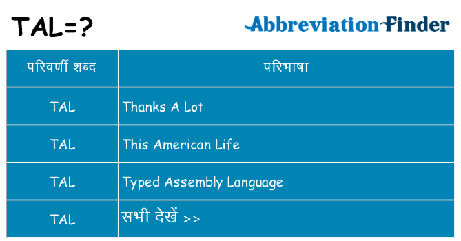 tal का क्या अर्थ है