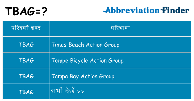 tbag का क्या अर्थ है