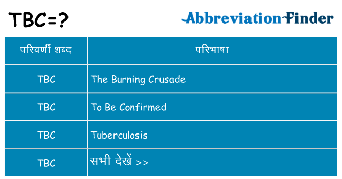 tbc का क्या अर्थ है