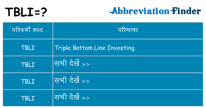 tbli का क्या अर्थ है