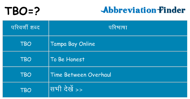 tbo का क्या अर्थ है