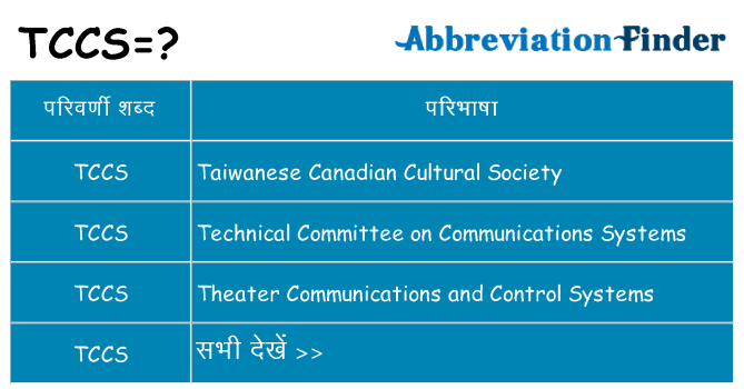 tccs का क्या अर्थ है