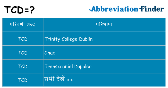 tcd का क्या अर्थ है