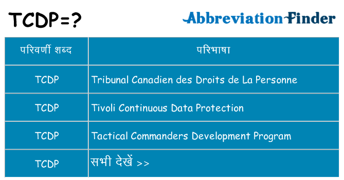 tcdp का क्या अर्थ है