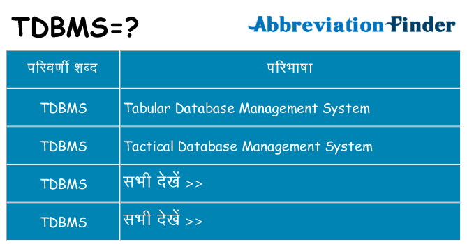 tdbms का क्या अर्थ है