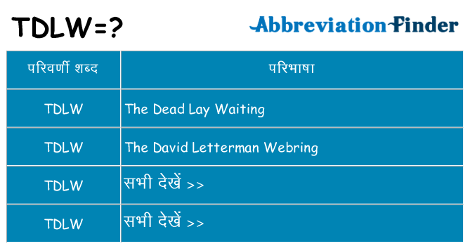 tdlw का क्या अर्थ है