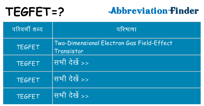 tegfet का क्या अर्थ है