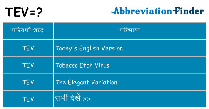 tev का क्या अर्थ है