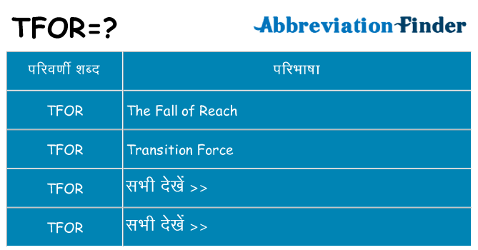 tfor का क्या अर्थ है