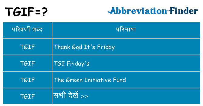 tgif का क्या अर्थ है