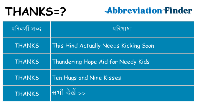 thanks का क्या अर्थ है