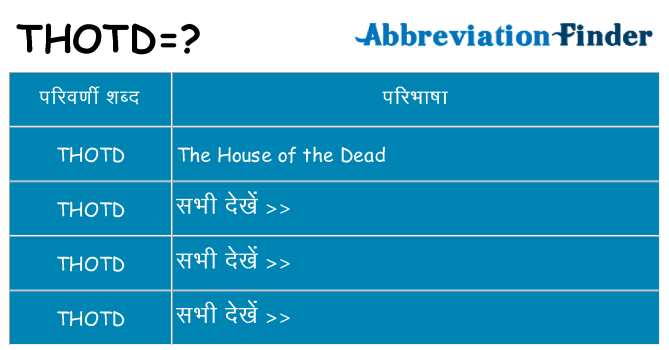 thotd का क्या अर्थ है