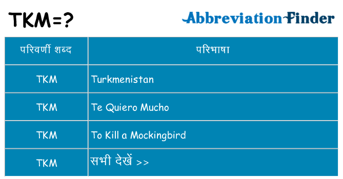 tkm का क्या अर्थ है