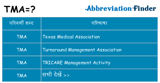 tma का क्या अर्थ है