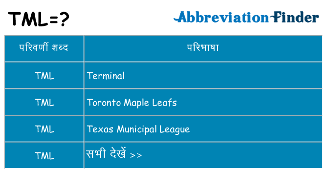 tml का क्या अर्थ है