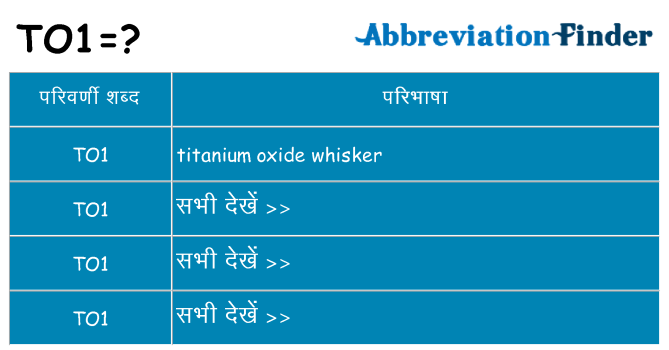 to1 का क्या अर्थ है