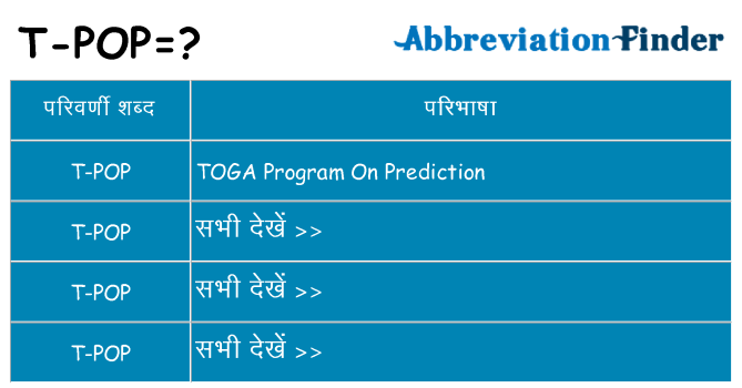 t-pop का क्या अर्थ है