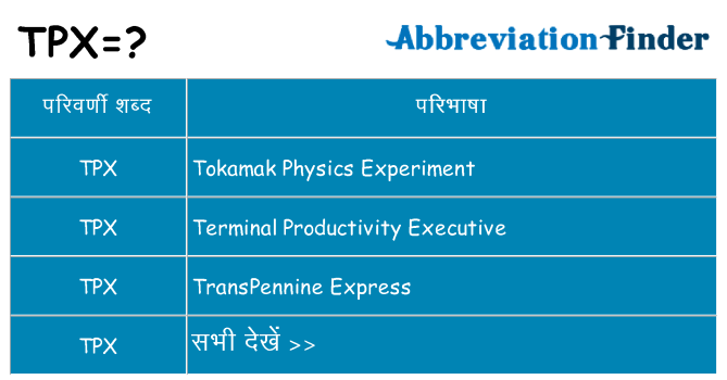 tpx का क्या अर्थ है