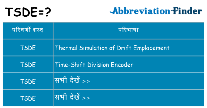 tsde का क्या अर्थ है