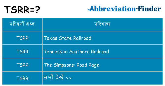 tsrr का क्या अर्थ है