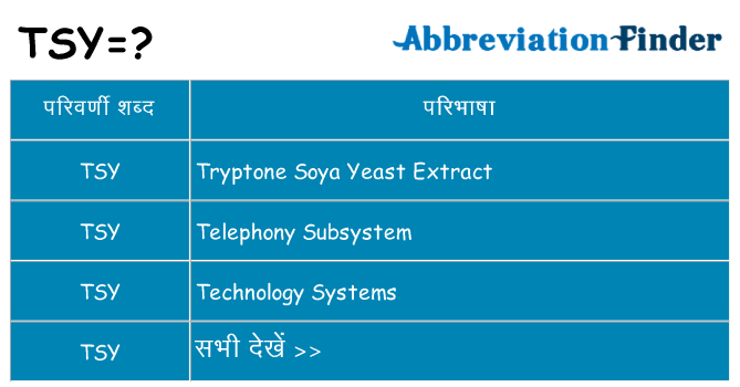 tsy का क्या अर्थ है