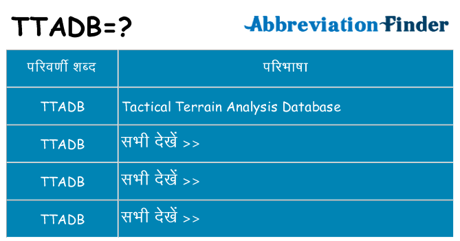 ttadb का क्या अर्थ है
