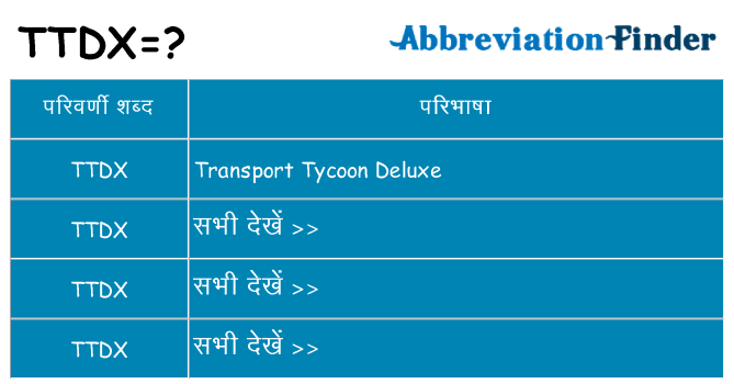 ttdx का क्या अर्थ है