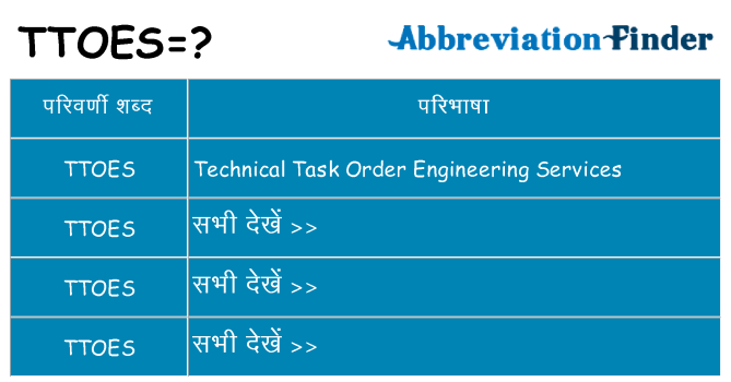 ttoes का क्या अर्थ है