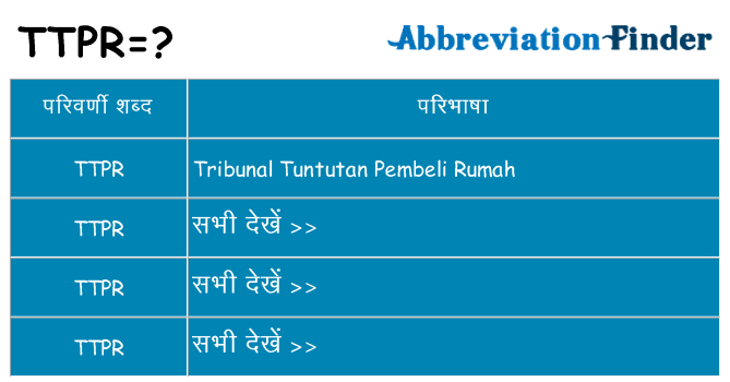 ttpr का क्या अर्थ है