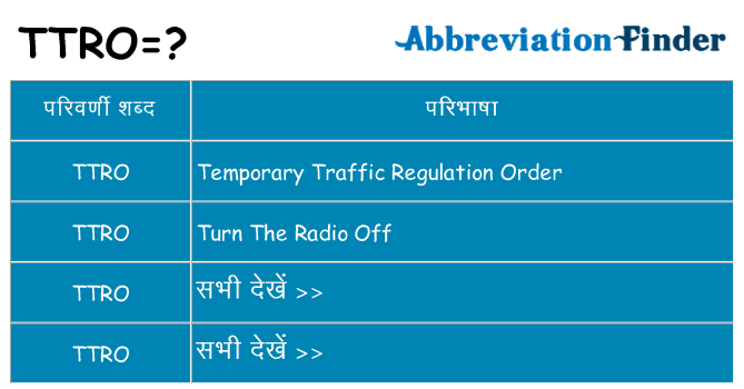 ttro का क्या अर्थ है