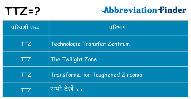 ttz का क्या अर्थ है
