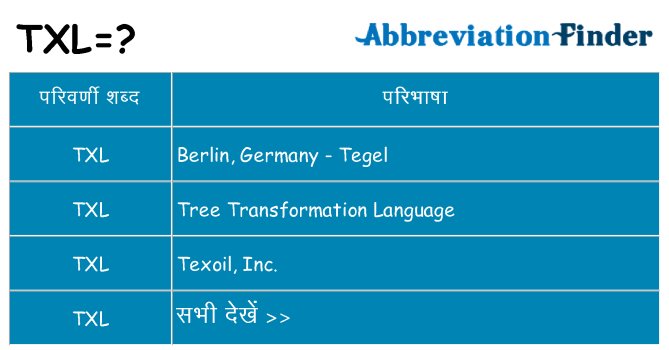 txl का क्या अर्थ है