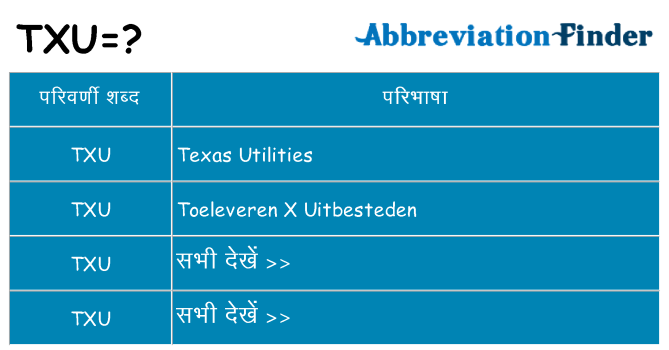 txu का क्या अर्थ है