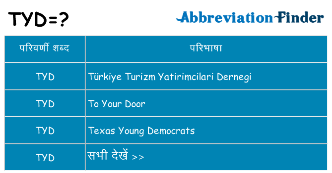 tyd का क्या अर्थ है