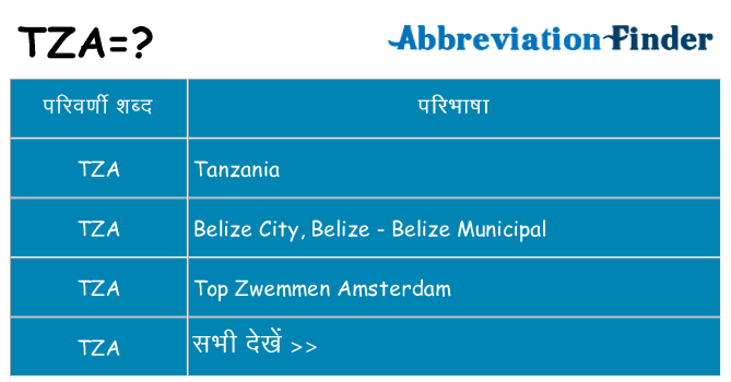 tza का क्या अर्थ है