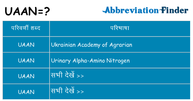 uaan का क्या अर्थ है
