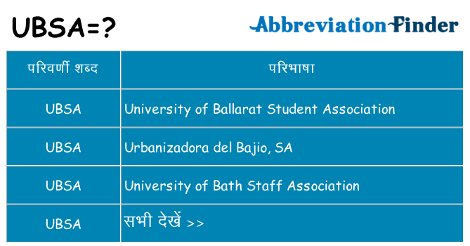 ubsa का क्या अर्थ है